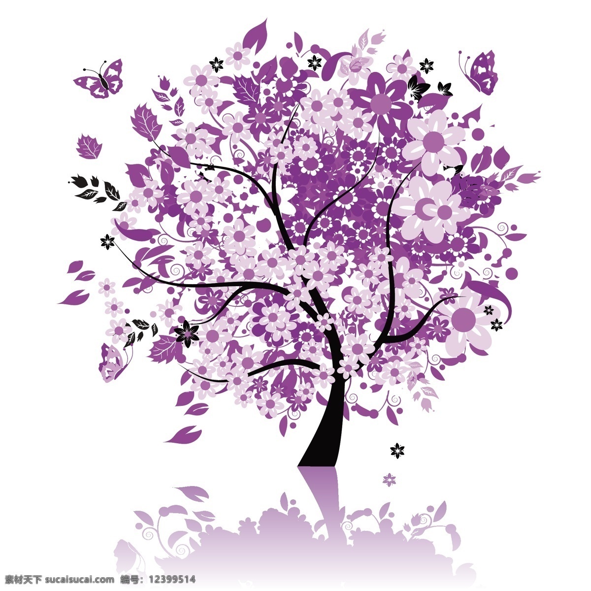 紫色树木素材 抽象树 时尚花纹 时尚潮流 树 潮流花纹 插画树木 卡通树木 花草树木 生物世界 矢量素材 白色