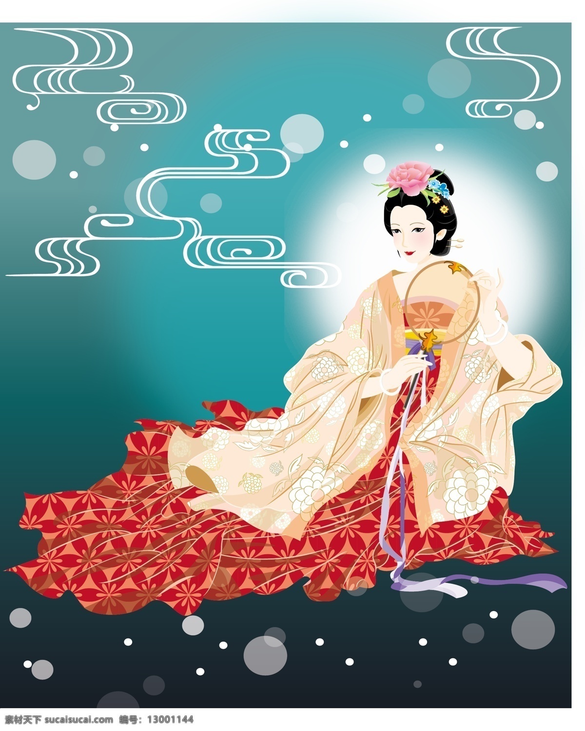 仙女图 美女 高清 中秋 卡通 中秋节 节日素材 矢量