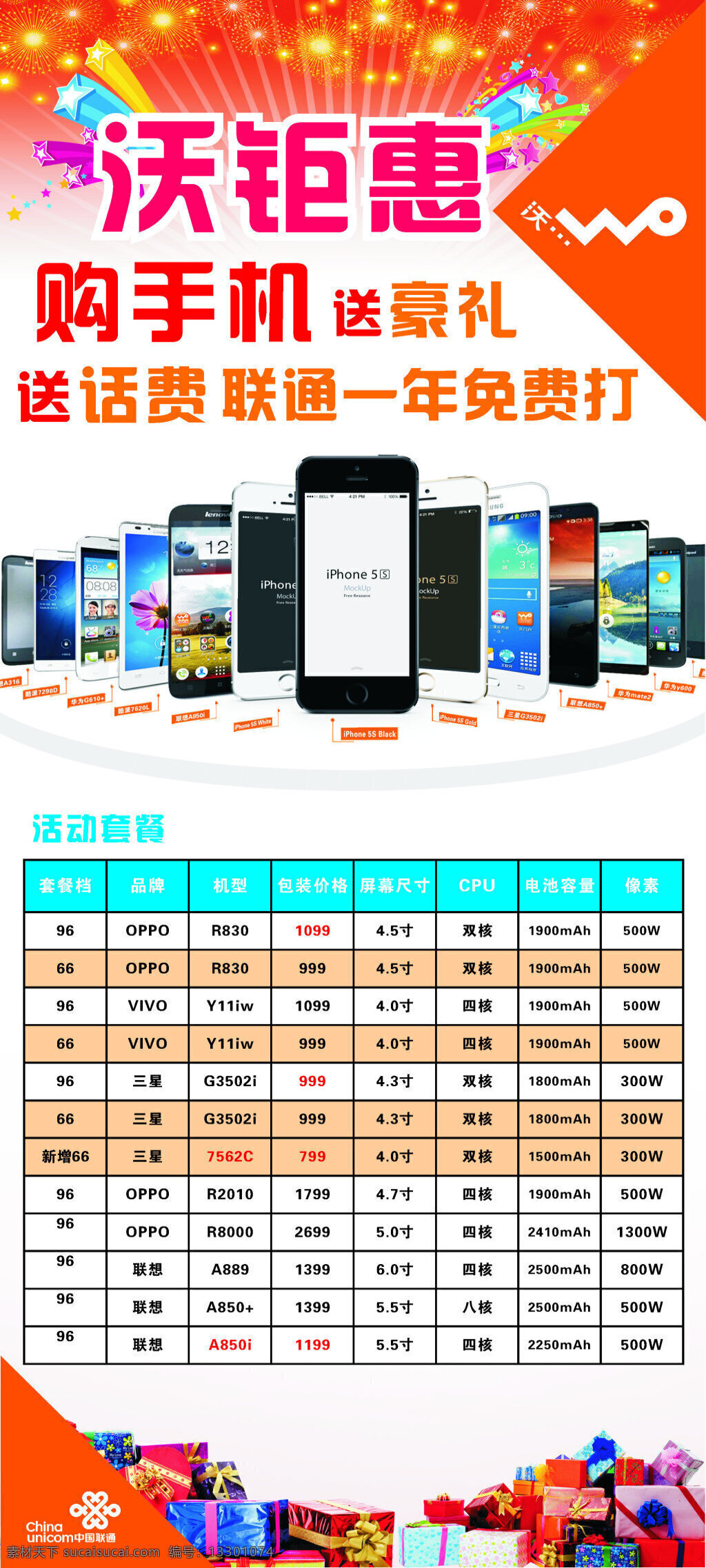 联通 沃钜惠 购手机 送豪礼 白色