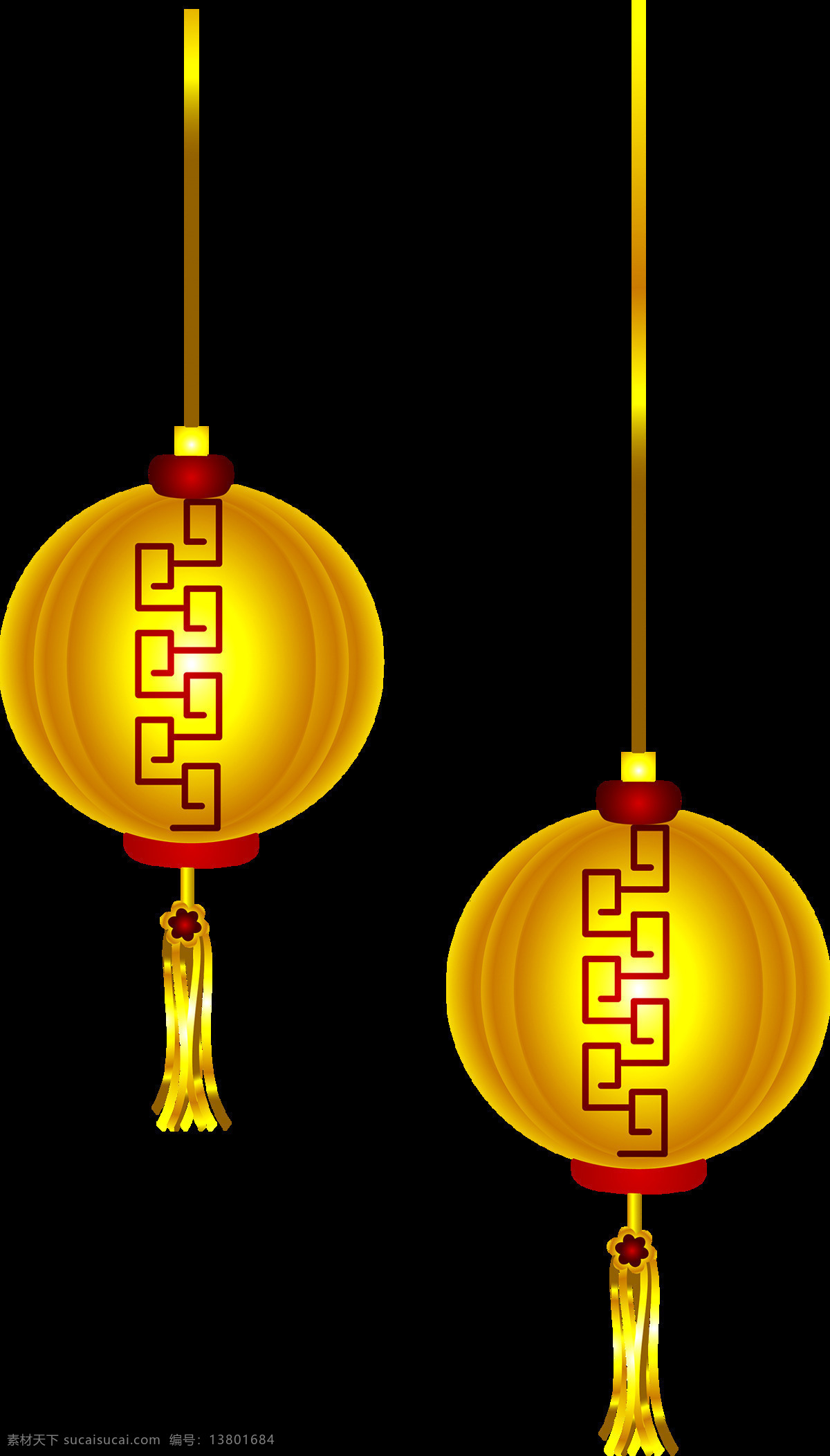 高贵 吉祥 黄色 圆形 灯笼 节日 元素 红色图案 黄色灯笼 黄色麦穗 黄色线条 节日元素