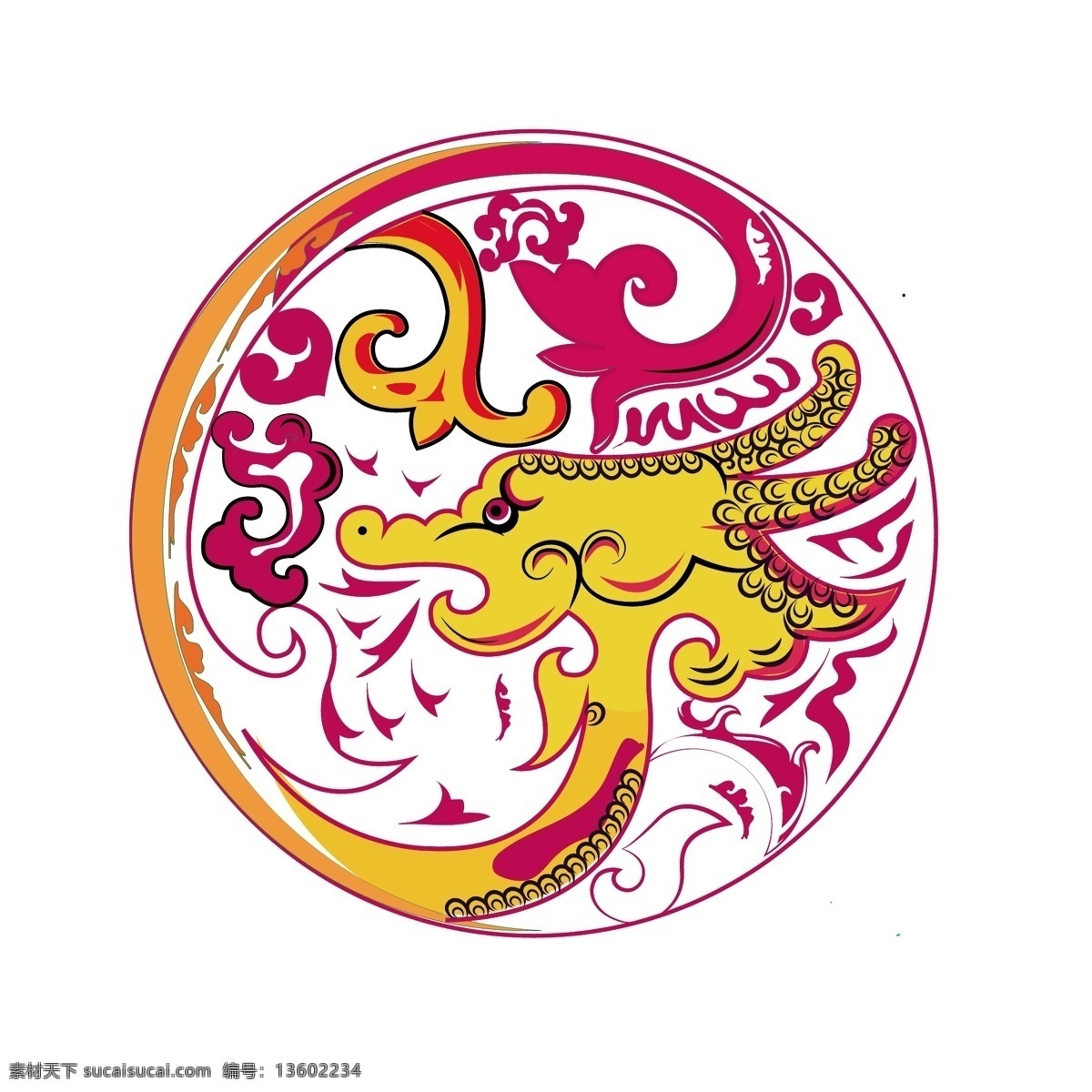 国 潮 龙 纹 装饰 图案 矢量 元素 国潮 龙纹 纹样 矢量元素