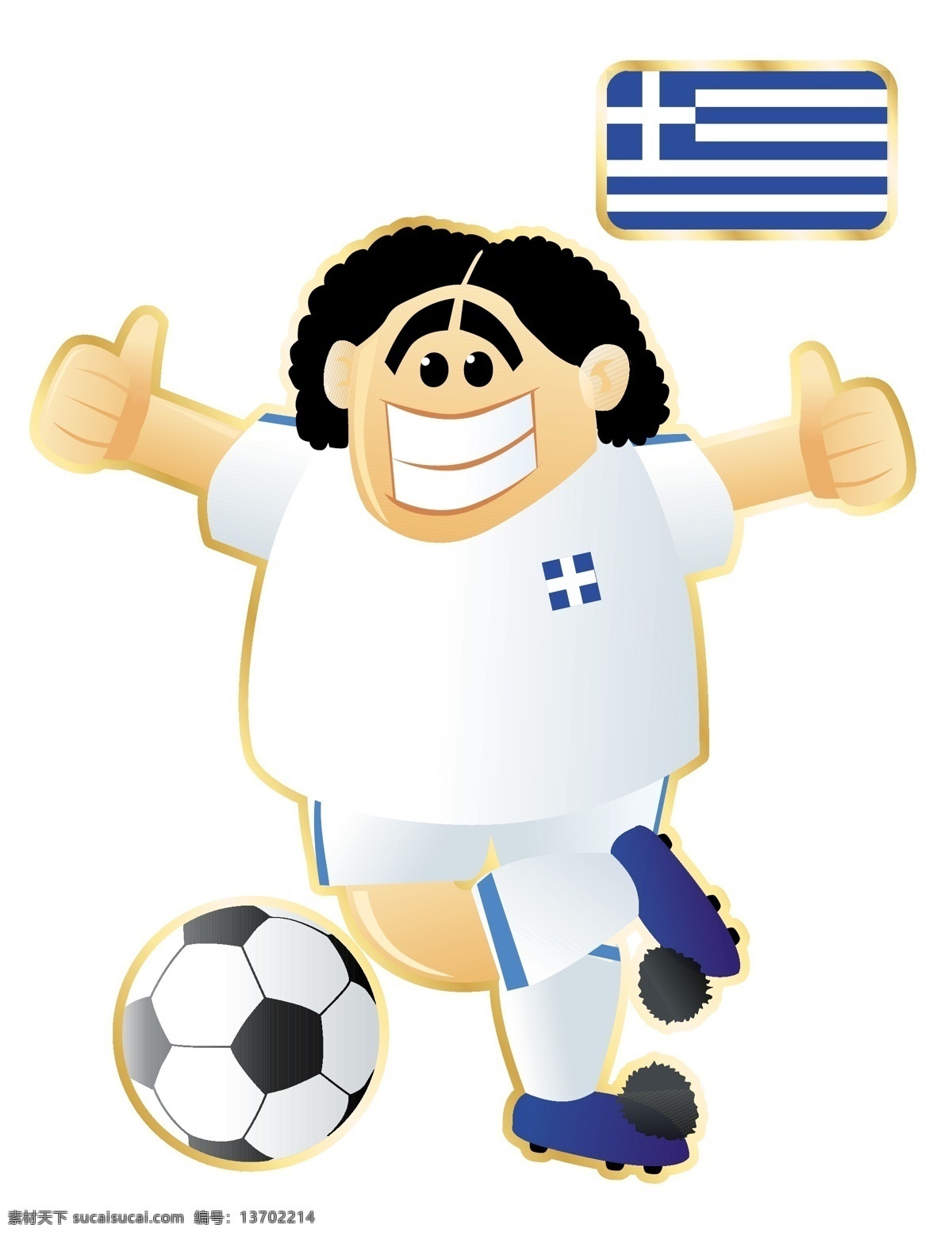 白色 国家 足球 卡通 人物 形象 矢量图 点赞 运动员 大胖子 运动 踢球 外国 矢量 扁平化 平面