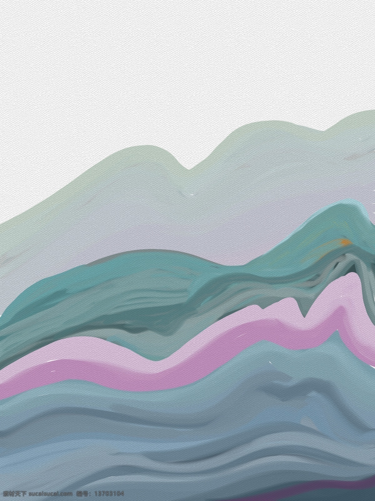 现代 简约 绚丽 色彩 抽象 山水 装饰画 曲线 波纹 山脉 明快