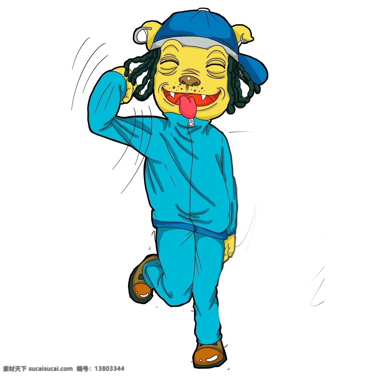 彩绘 嘻哈 小狗 元素 卡通 动物 漫画 创意设计 运动套装 卡通小狗 潮漫