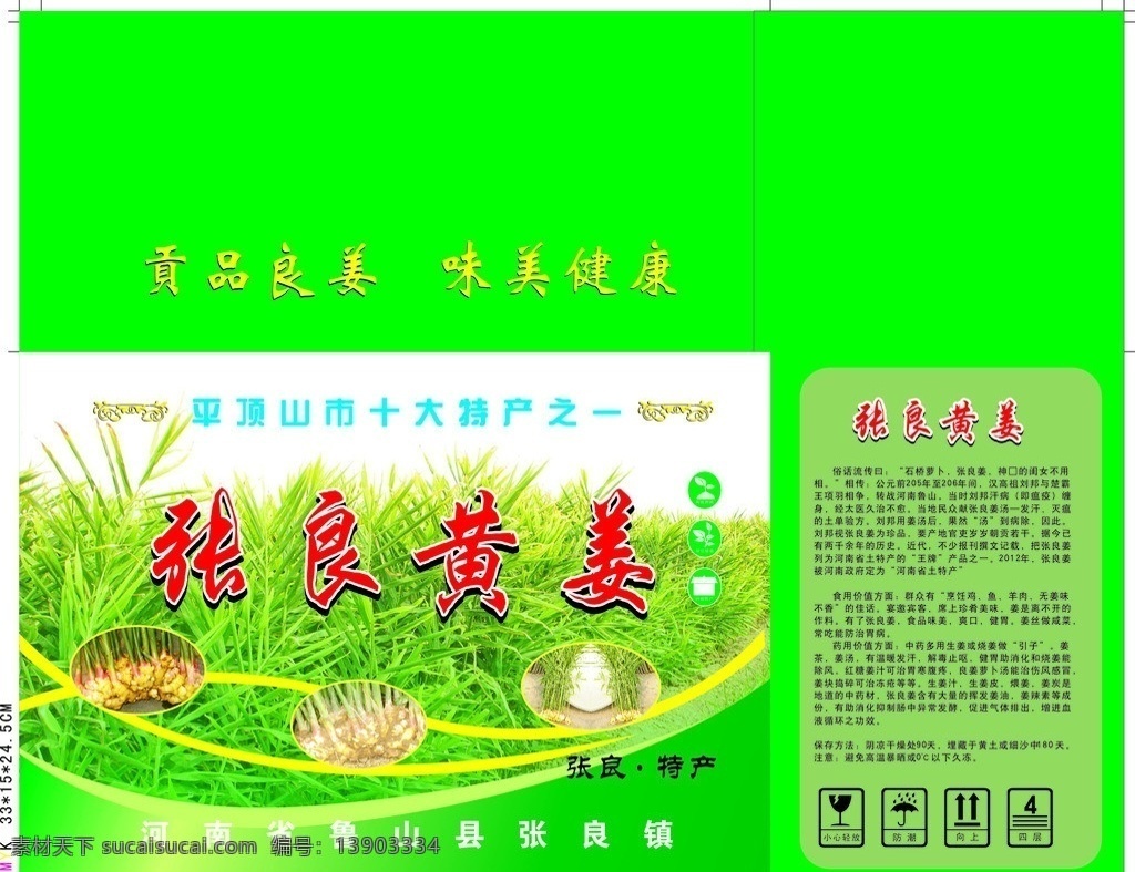 黄姜纸箱 纸箱设计 绿色为主 包装设计 矢量