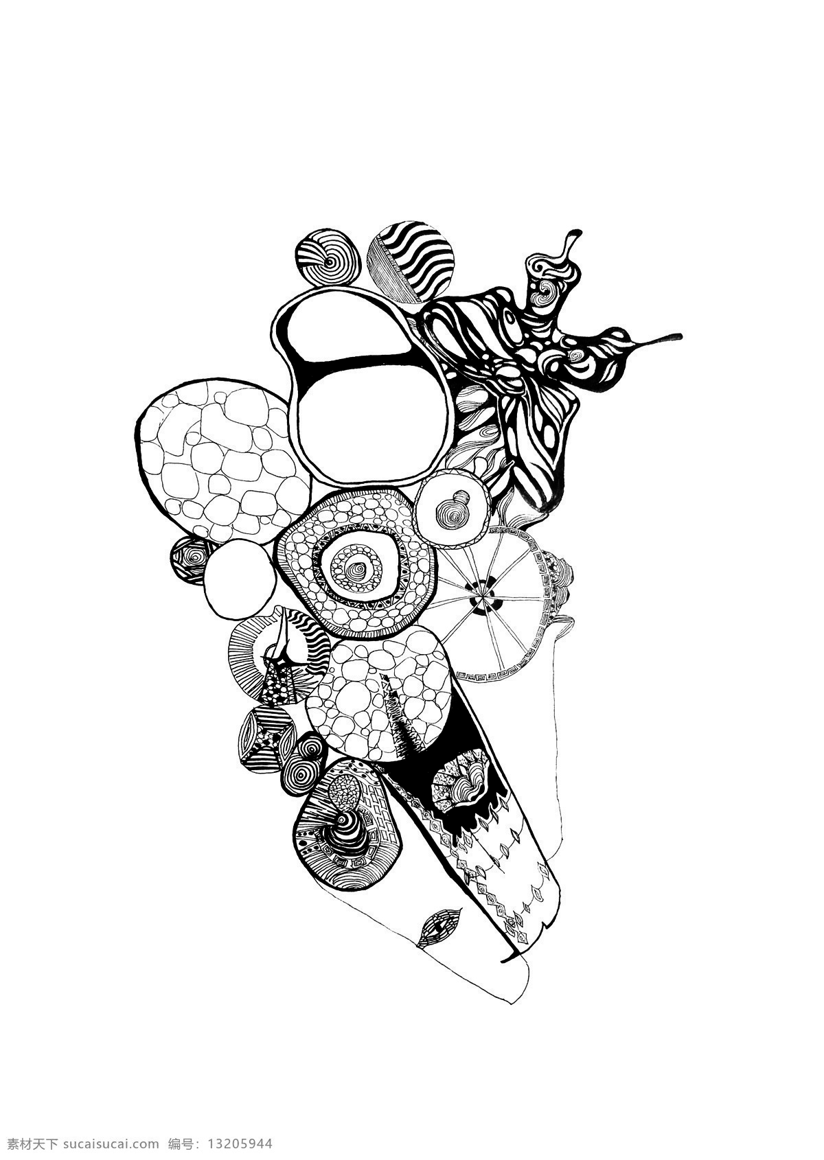 蝴蝶 黑白 装饰画 插画 写生 清西陵 花边花纹 底纹边框