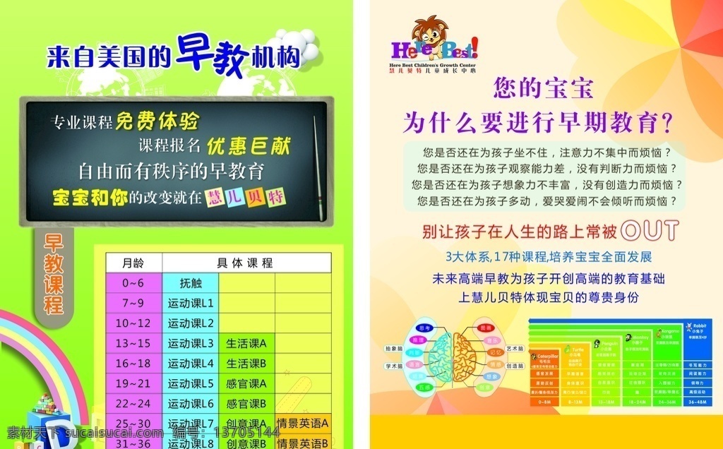 早教单页 早教 幼托 早期教育 慧儿贝特