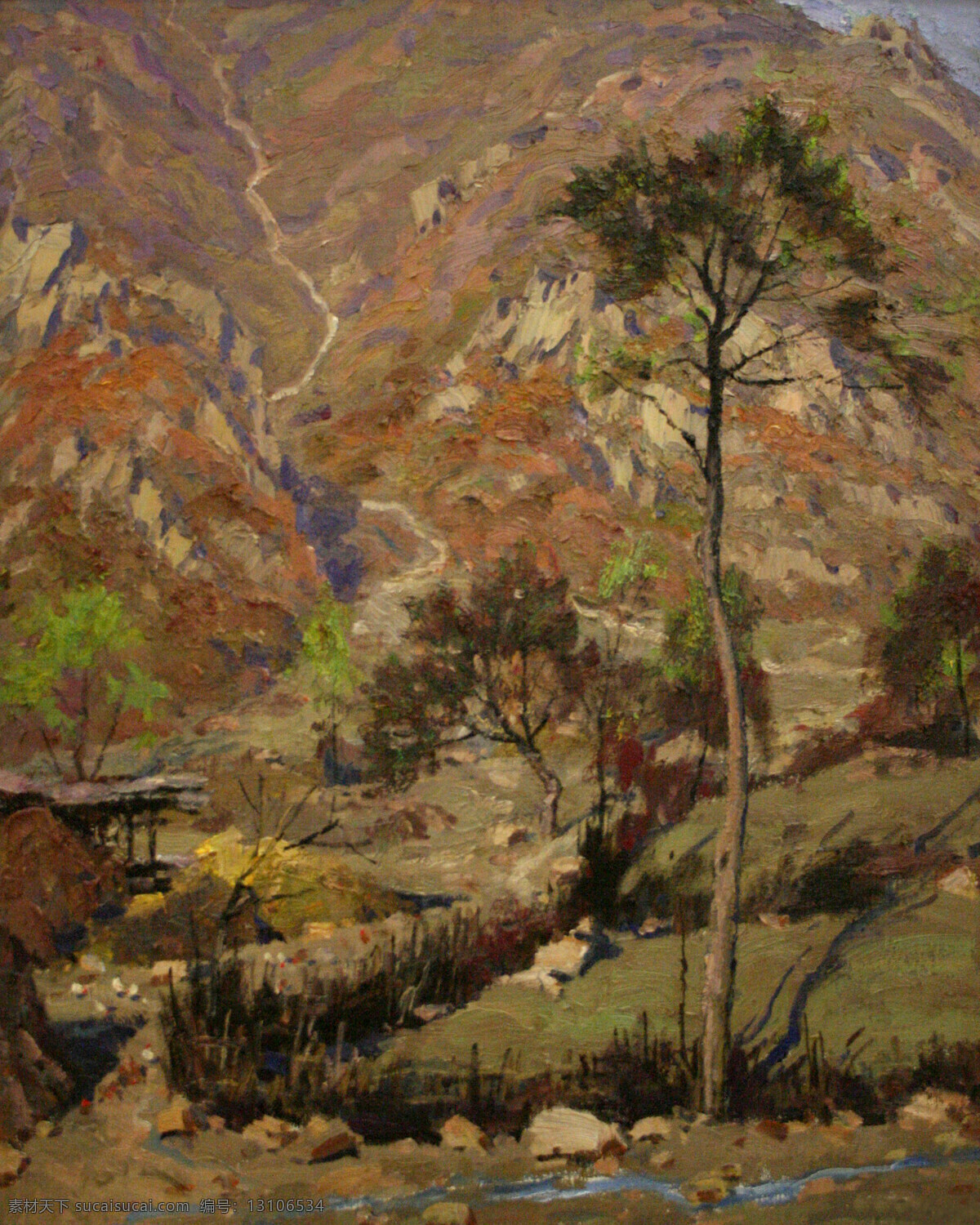 绘画书法 美术 山岭 树木 文化艺术 油画 油画艺术 山沟沟 油画设计素材 油画模板下载 山野 山道 油画作品51