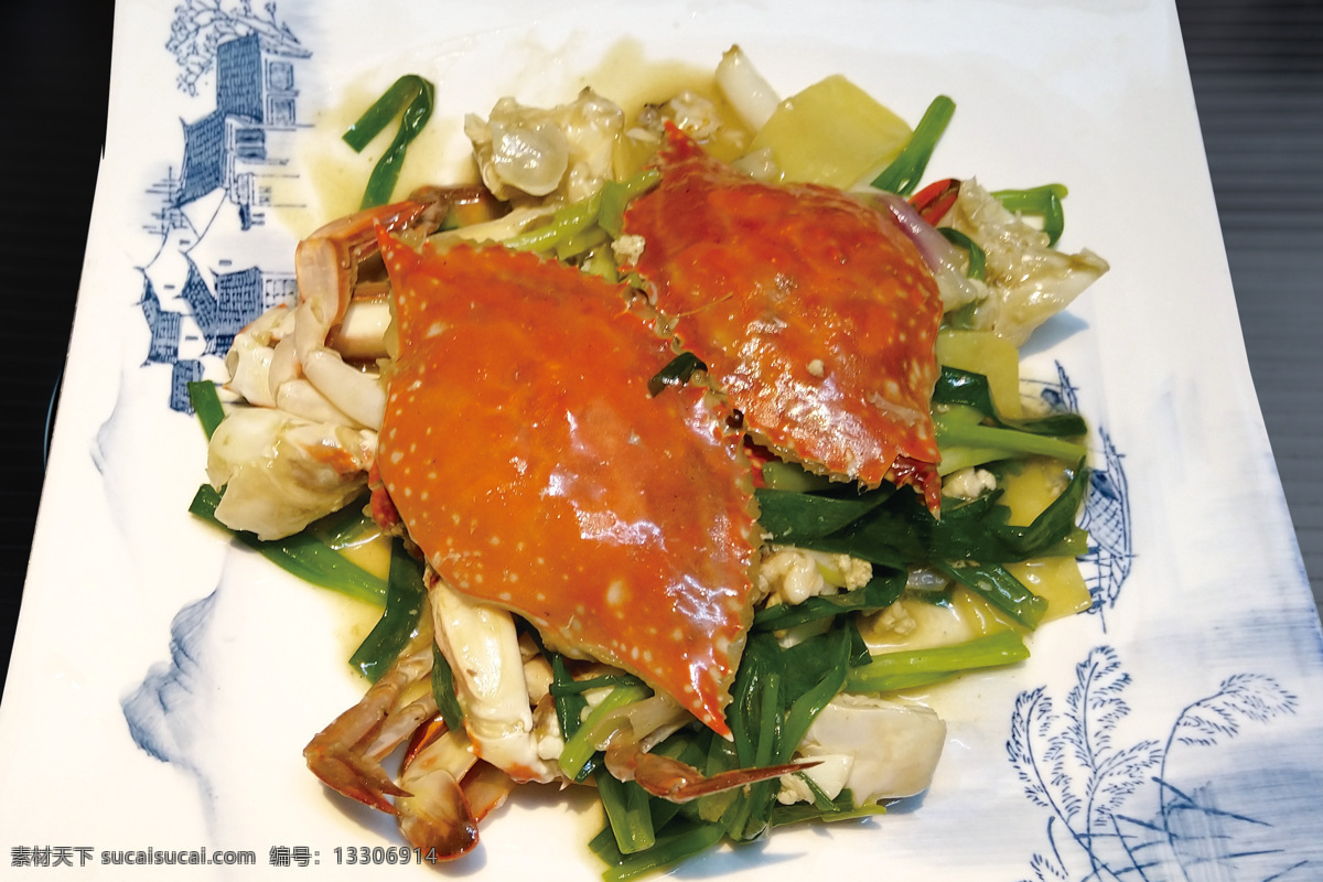 姜葱炒花蟹 炒蟹 蟹 爆炒蟹 粤式炒花蟹 餐饮美食 传统美食