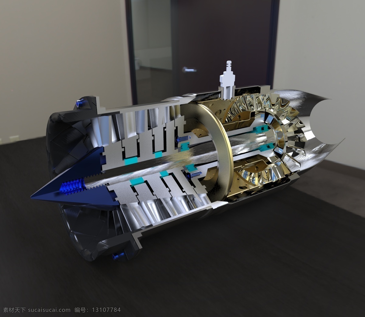 插件 绘制 直径 英寸 级 轴流式 喷气发动机 keyshotrendering 3d模型素材 其他3d模型