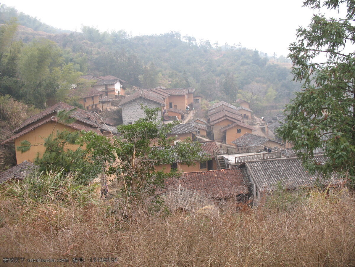 村庄 农村 桐坪村 石城县桐坪村 民房 江西民居 砖瓦房 农村老房子 竹子 小山村 村落 山水风景 自然景观