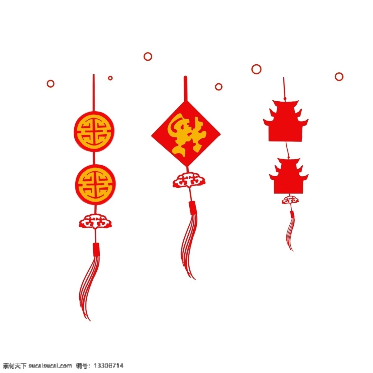 手绘 新年 挂饰 插图 手绘挂饰 挂件插画 挂件插图 新年挂饰插图 福字 中国结 中国风 挂饰插图