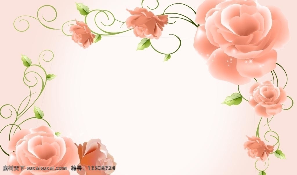 玫瑰花背景墙 玫瑰花 玫瑰 花朵 鲜花 花藤 叶子 壁画 现代 时尚 简约 浪漫 背景墙 电视背景墙 分层