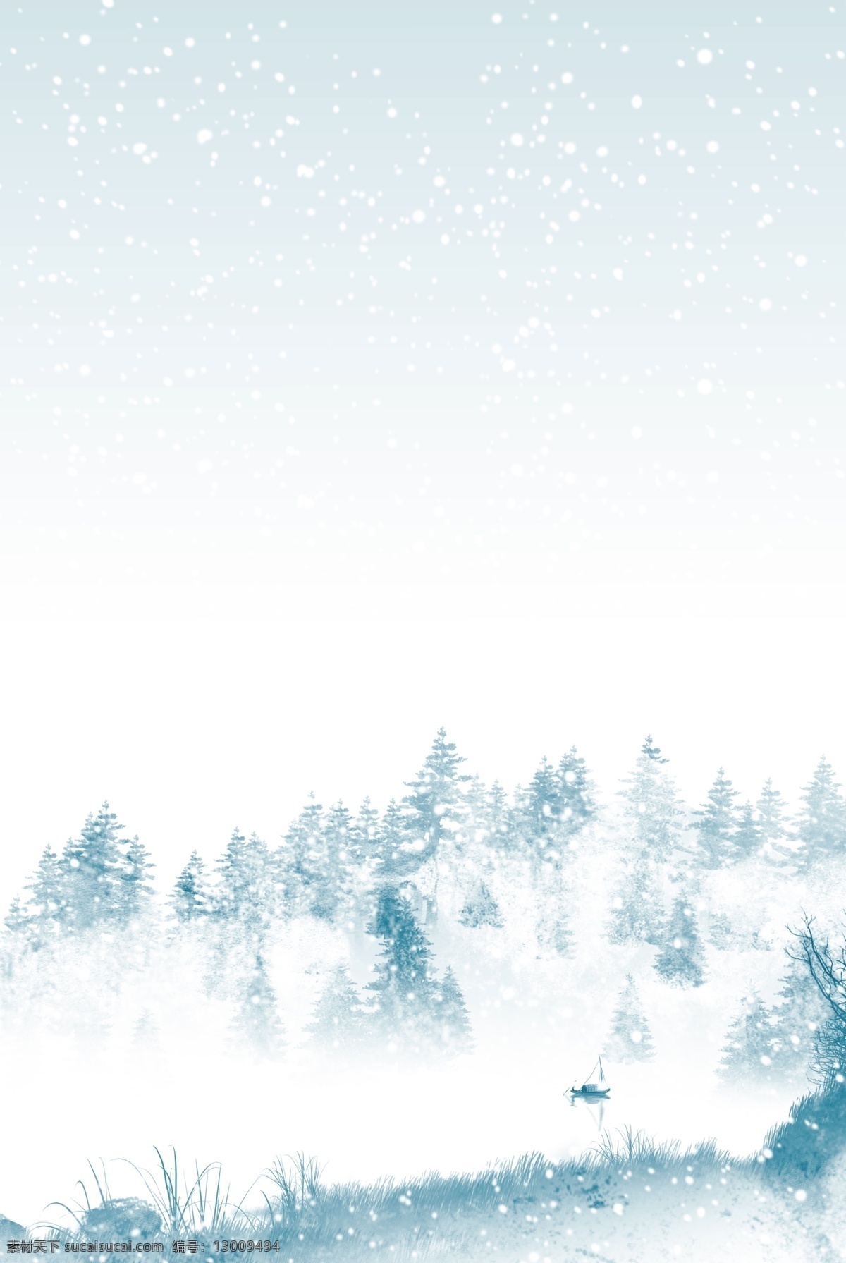 月 你好 中 国风 分层 banner 十二月你好 清新 冬天 冬季 雪景 简约 中国风 森林 创意合成