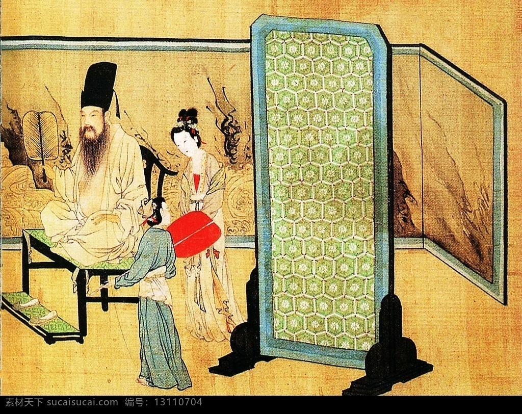 唐伯虎 韩熙载 夜宴 图 部分 唐伯虎书法 字画 文化艺术 绘画书法 设计图库