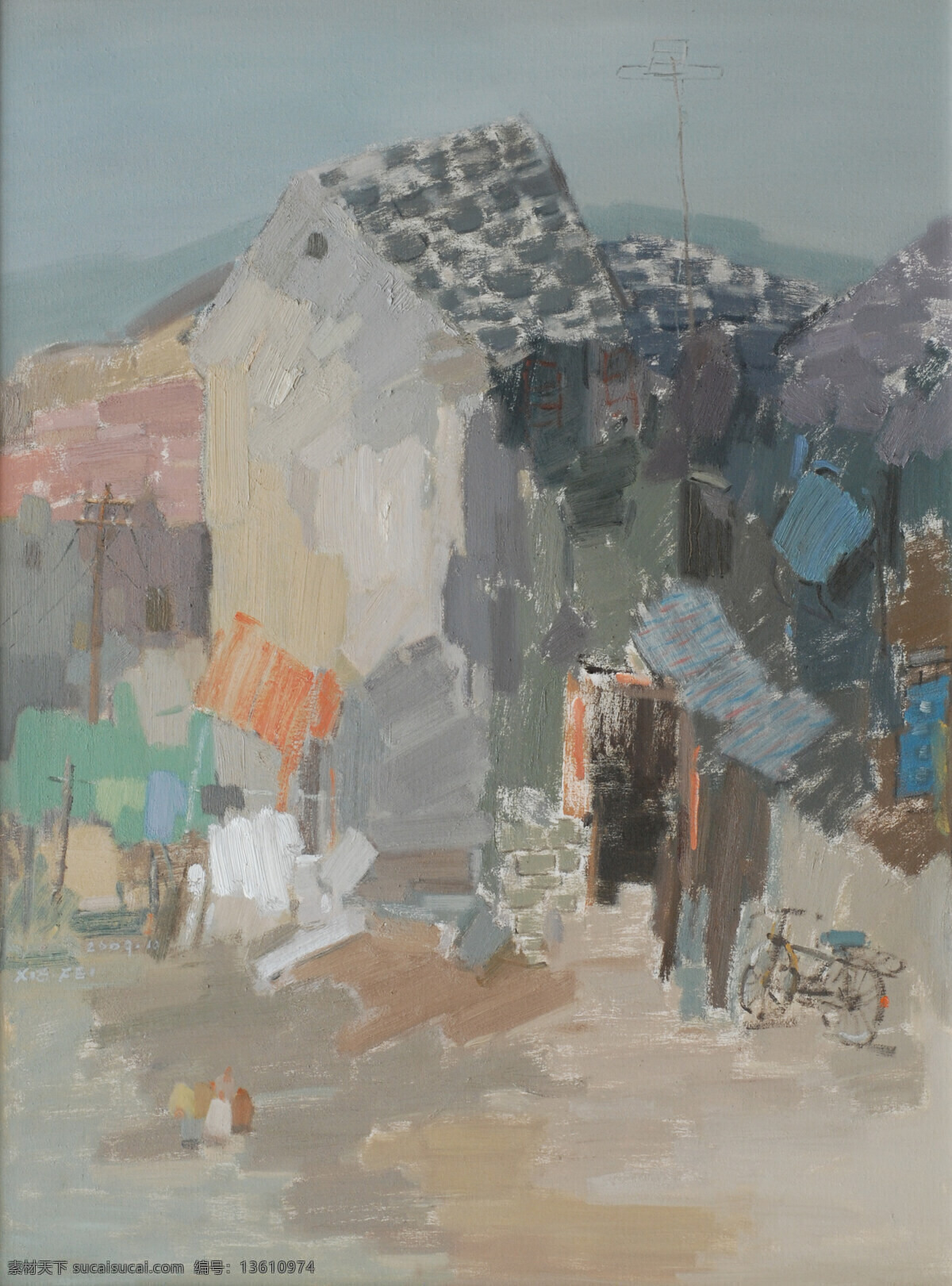 抽像画 房子 斑点 中国画 油画 绘画书法 文化艺术