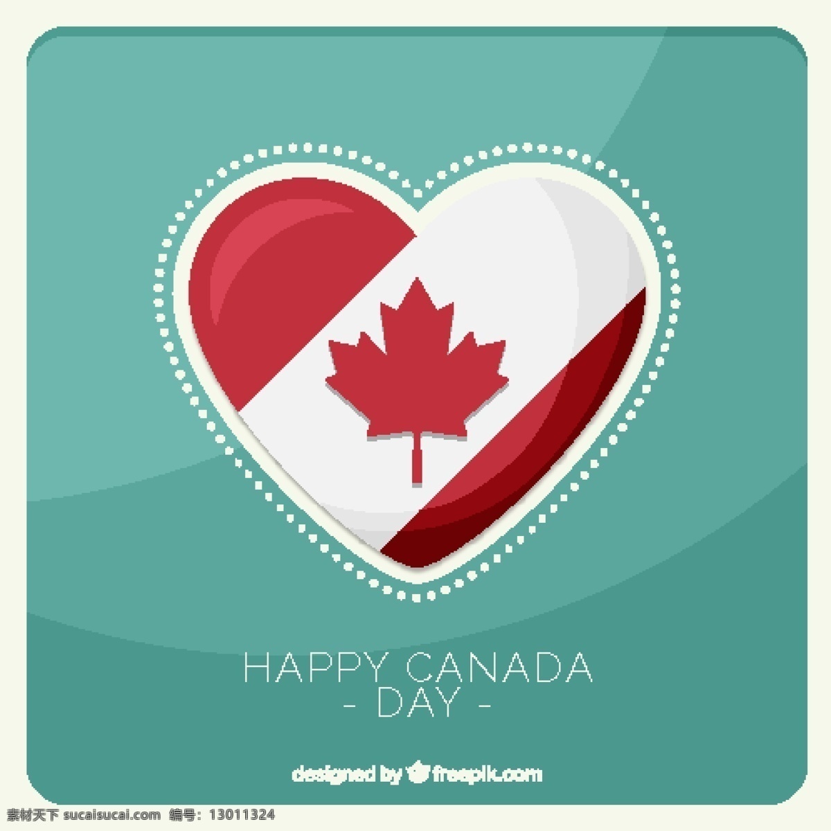 快乐 加拿大 国庆日 心形 国旗 背景 心形国旗