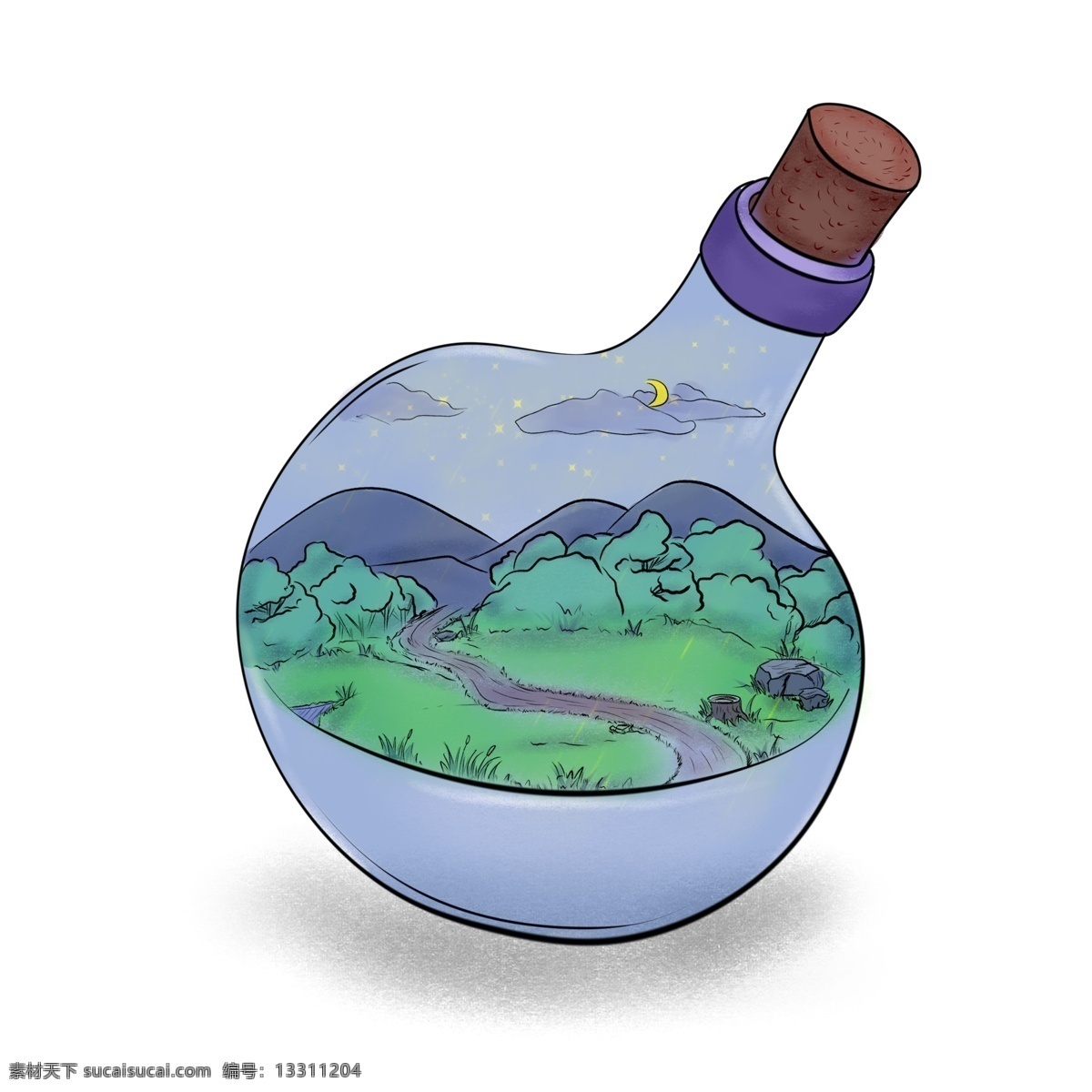漂流 瓶 水瓶 座 森林 夜景 流星 手绘 许愿 星空 创意 漂流瓶 许愿瓶 景色 树林 树木 星星 夜色 夜晚 山 水瓶座 风景 梦幻 瓶子
