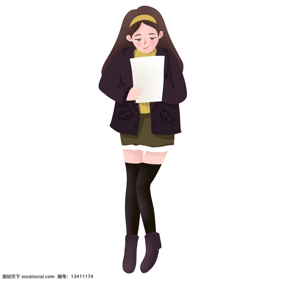 考研 复习 女孩 人物 卡通 插画 学习 女生