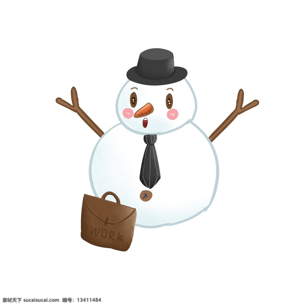 卡通 可爱 手绘 冬天 装饰 小雪 人 元素 雪人 卡通可爱 白色