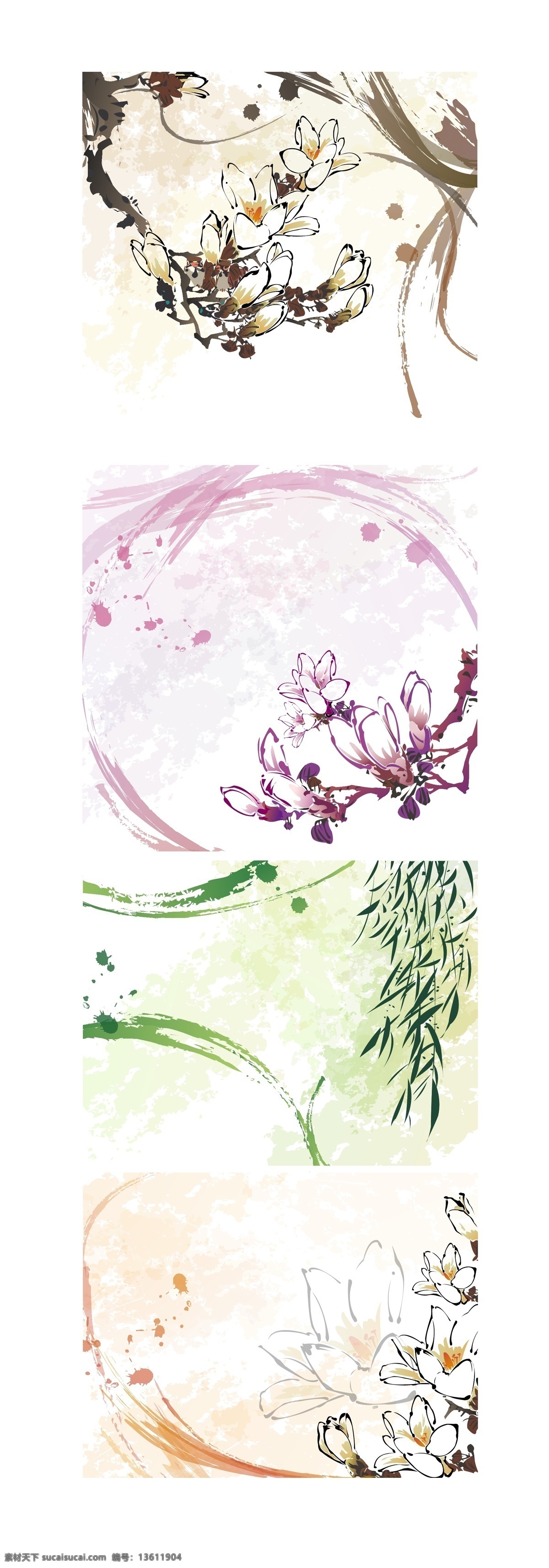 矢量 浪漫 花纹 手绘 边角 背景 花朵 花蕾 花叶 梦幻 矢量素材 手绘风格 矢量图 花纹花边