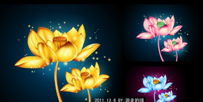 金莲花 金色莲花 金色 莲花 荷花 莲 花卉 古典花卉 装饰性 背景 花纹 喜庆素材 喜庆 psd源文件 分层 源文件