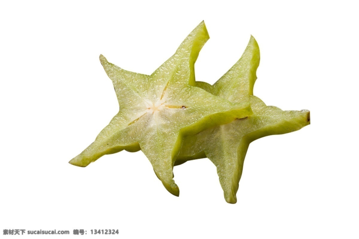 两 片 五角星 形状 水果 杨桃 维生素 切开 摆 拍 新鲜 营养 食物 浅绿色 五角星形状 两片杨桃