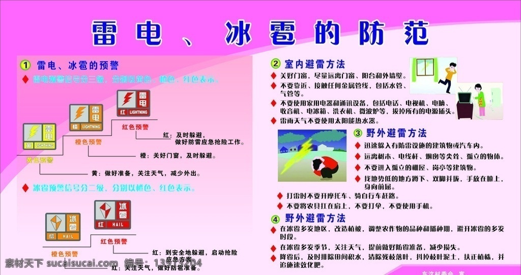 防灾 减灾 雷电 冰雹 防范 的防范 雷电表 漫画图片 粉红公底