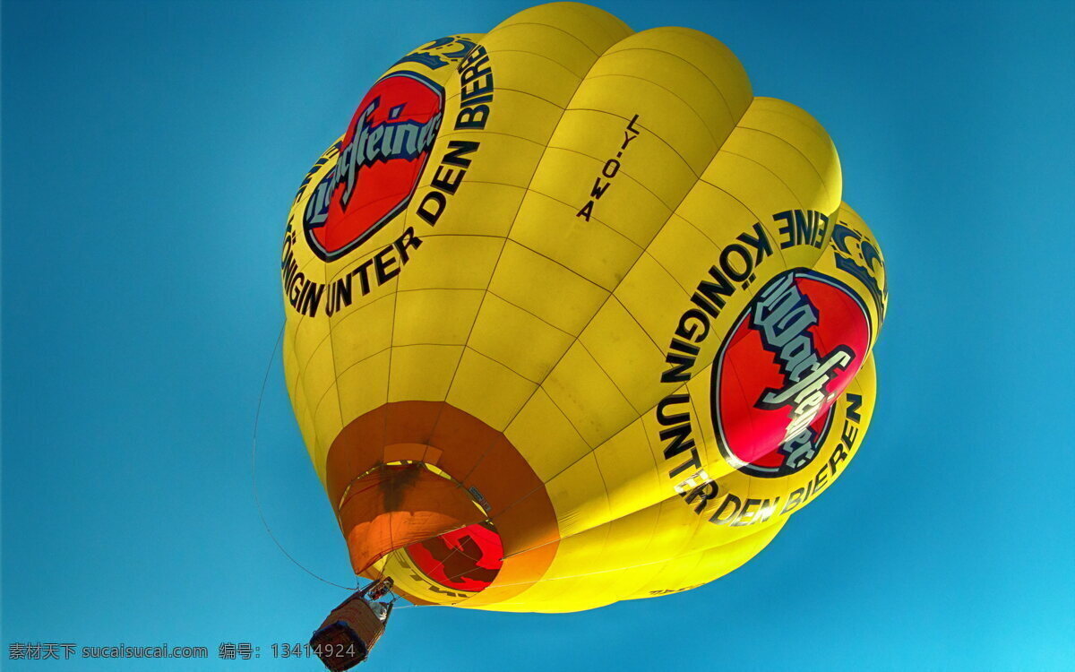 空中 热气球 高清 黄色 气囊 气球 热空气