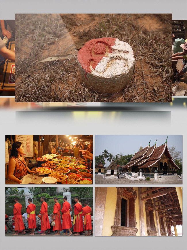 老挝 城市 风景 特写 老挝城市 人文风情 和尚 越南风格建筑 庙宇 美食