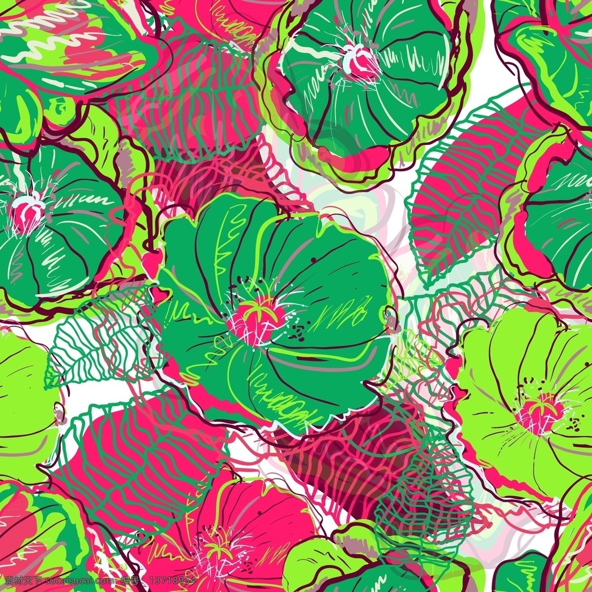 手绘 荷花 矢量图 荷花矢量图