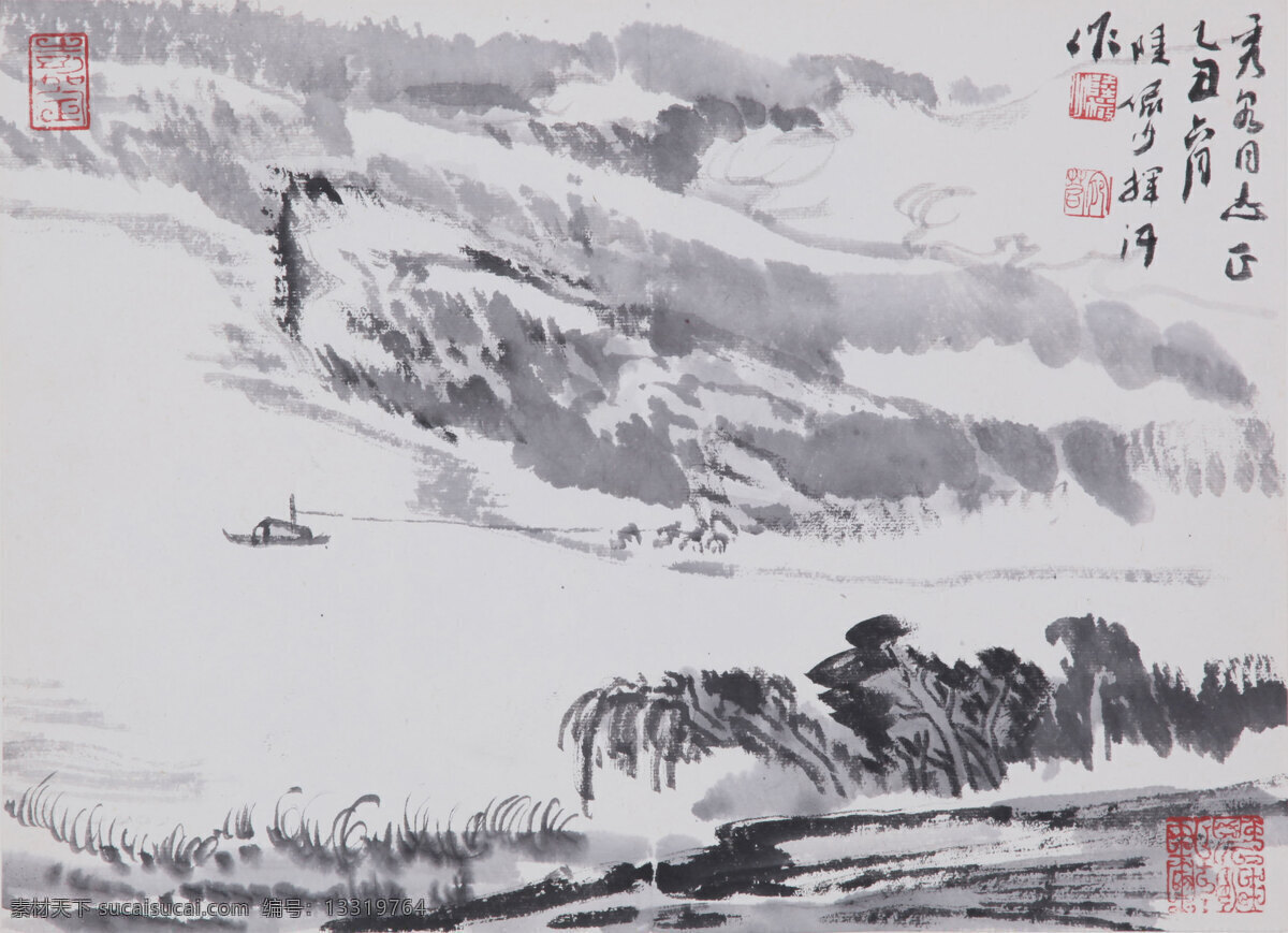 彩墨山水画 风景画 国画 国画山水 山水 模板下载 河流 绘画 绘画书法 设计素材 中国画 山水画 山水国画 写意画 书法 大师作品 写意 写意国画 国画写意 墨迹 水墨画 树木 植物 山峰 山 云雾 奇峰 溪水 小船 小舟 小河 文化艺术 装饰素材 山水风景画