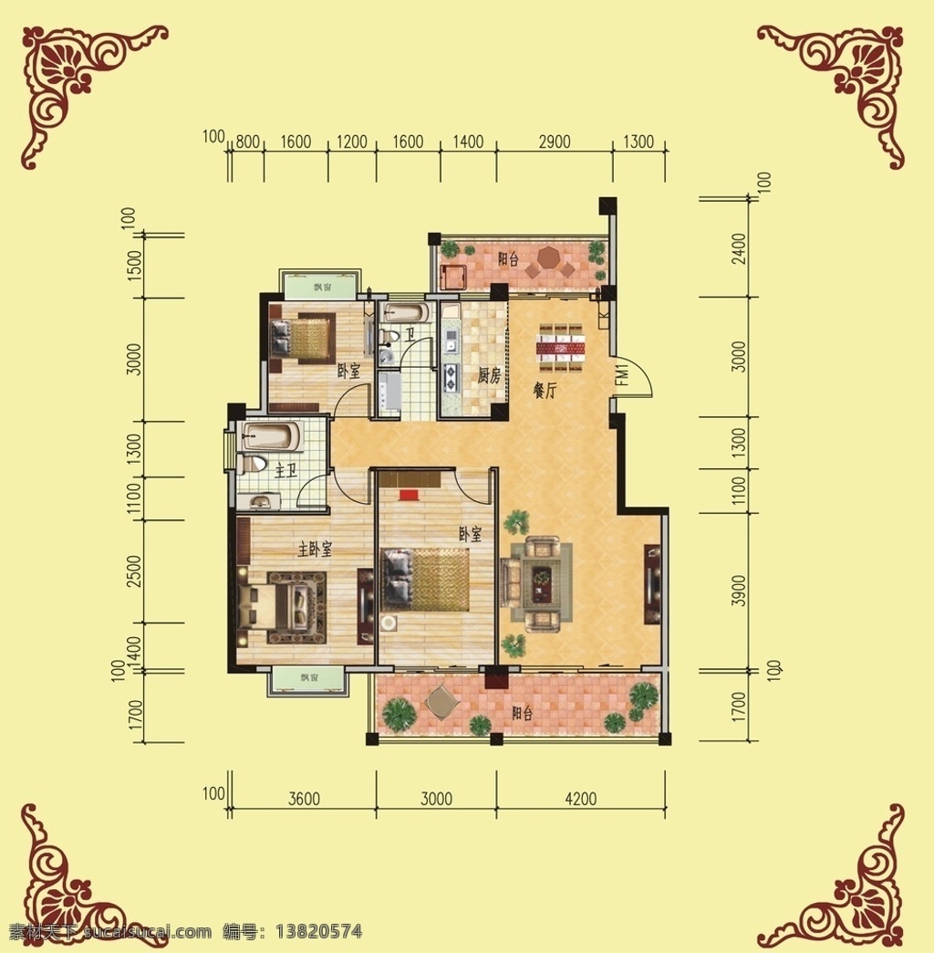 户型图 平面设计 户型设计 户型元素 房地产户型图