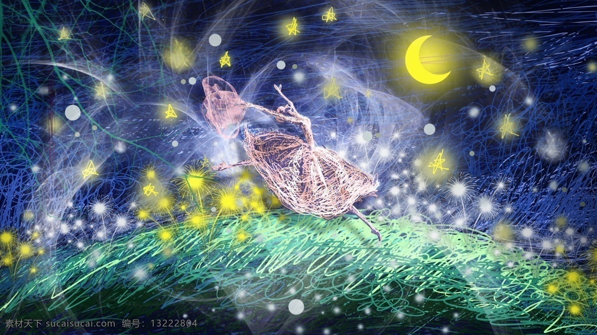 线圈 插画 唯美 治愈 感情 抒情 梦幻 线圈插画