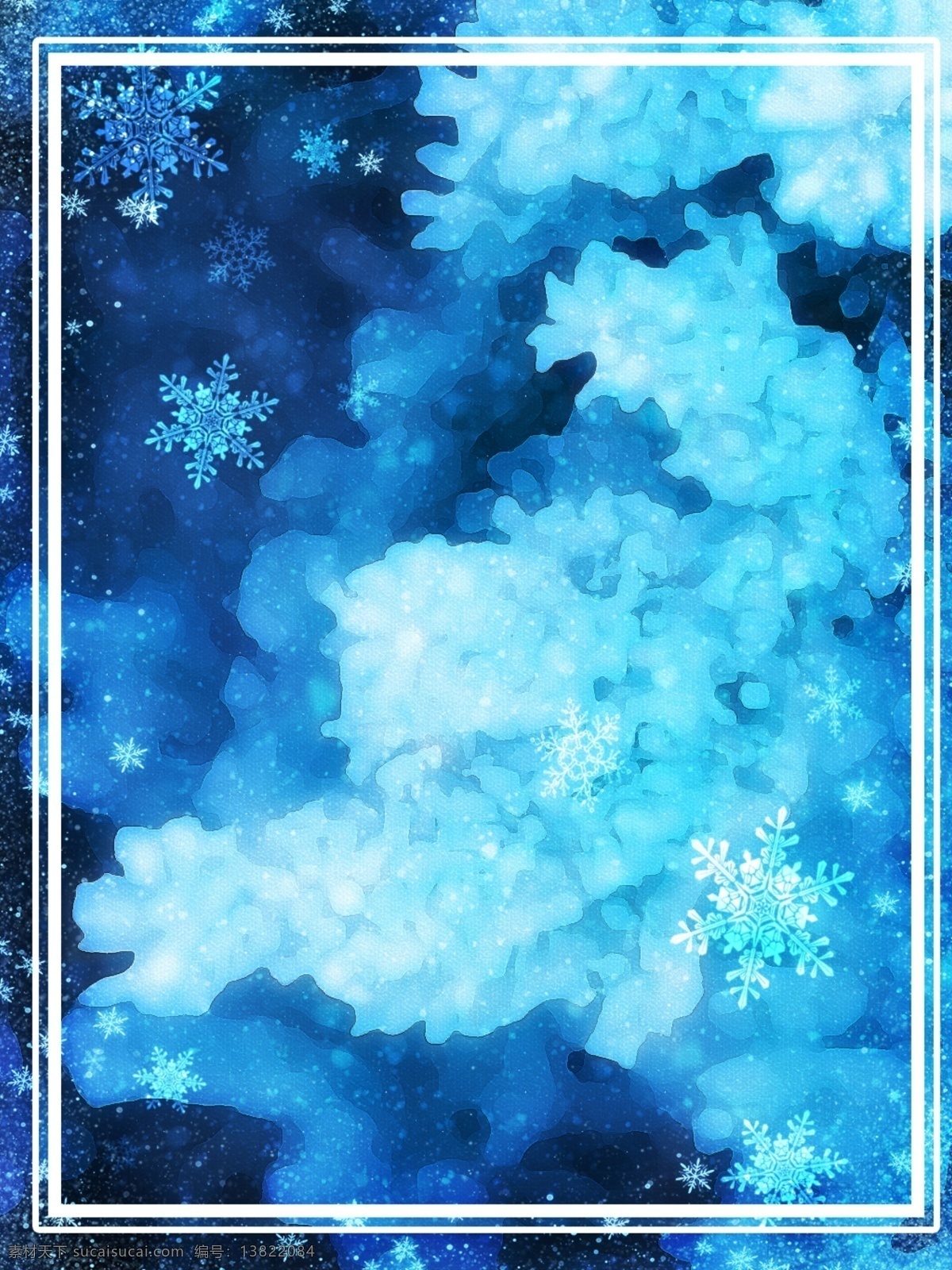 深蓝色 梦幻 冬天 雪花 背景 冬天背景 雪花背景 梦幻蓝色 深色背景 下雪边框
