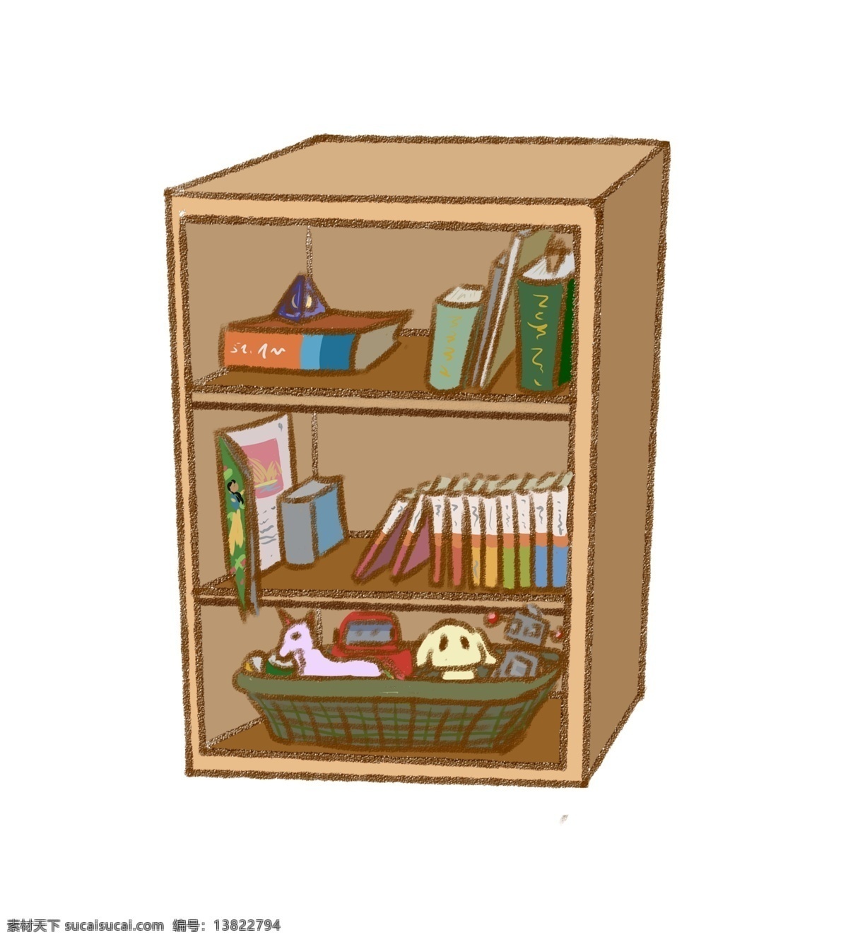 手绘 书柜 家具 插画 手绘家具插画 创意家具插画 精美的家具 干净的家具 一尘不染 木制品书柜