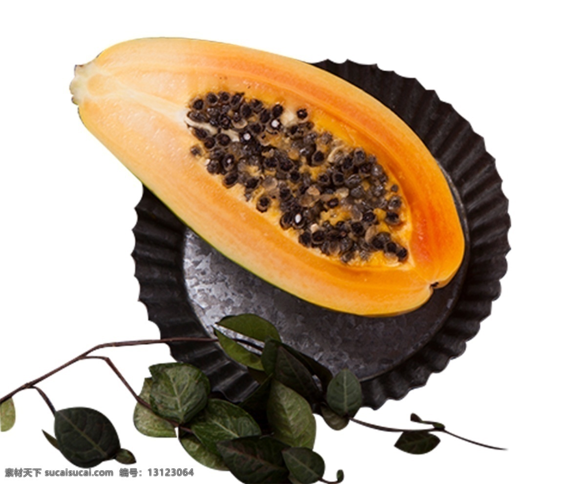 盘子 装好 半 木瓜 切开的木瓜 夏季水果 水果 水晶木瓜 黄色木瓜 营养丰富 食物 木瓜籽 金黄色 黑色籽
