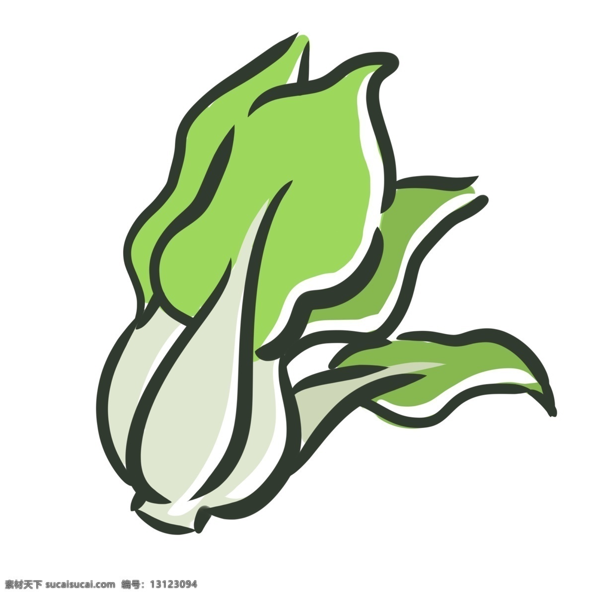 手绘 线性 绿色 蔬菜 青菜 线条 黄色 浅绿色 装饰 贴画 黑色 一颗 水彩 风格 油菜 开心
