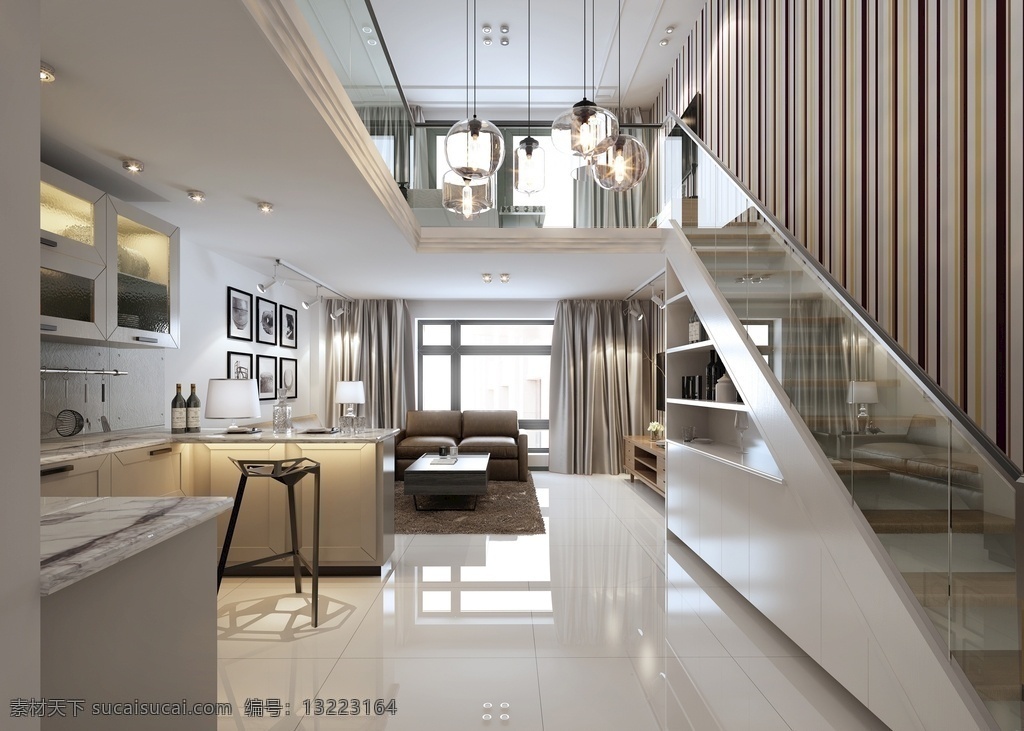现代 简约 loft 客厅 效果图 3d 室内 餐厅 模型 3dmax 室内设计 大理石 背景墙 电视墙 沙发墙 沙发 茶几 电视柜 餐桌 室内模型 效果图模型 3d设计 max