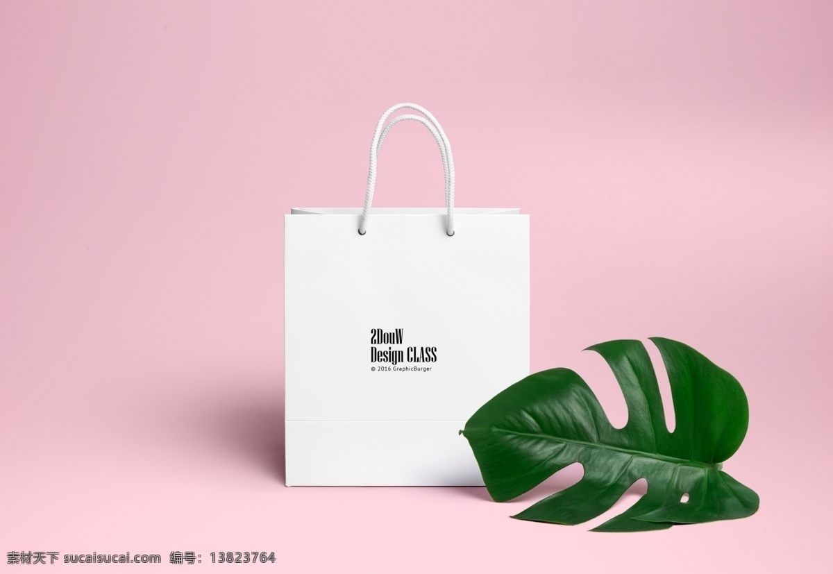 化妆品包装 白色 袋子 手提 粉色底 绿色 美容 皮肤 美白 生活百科 生活用品