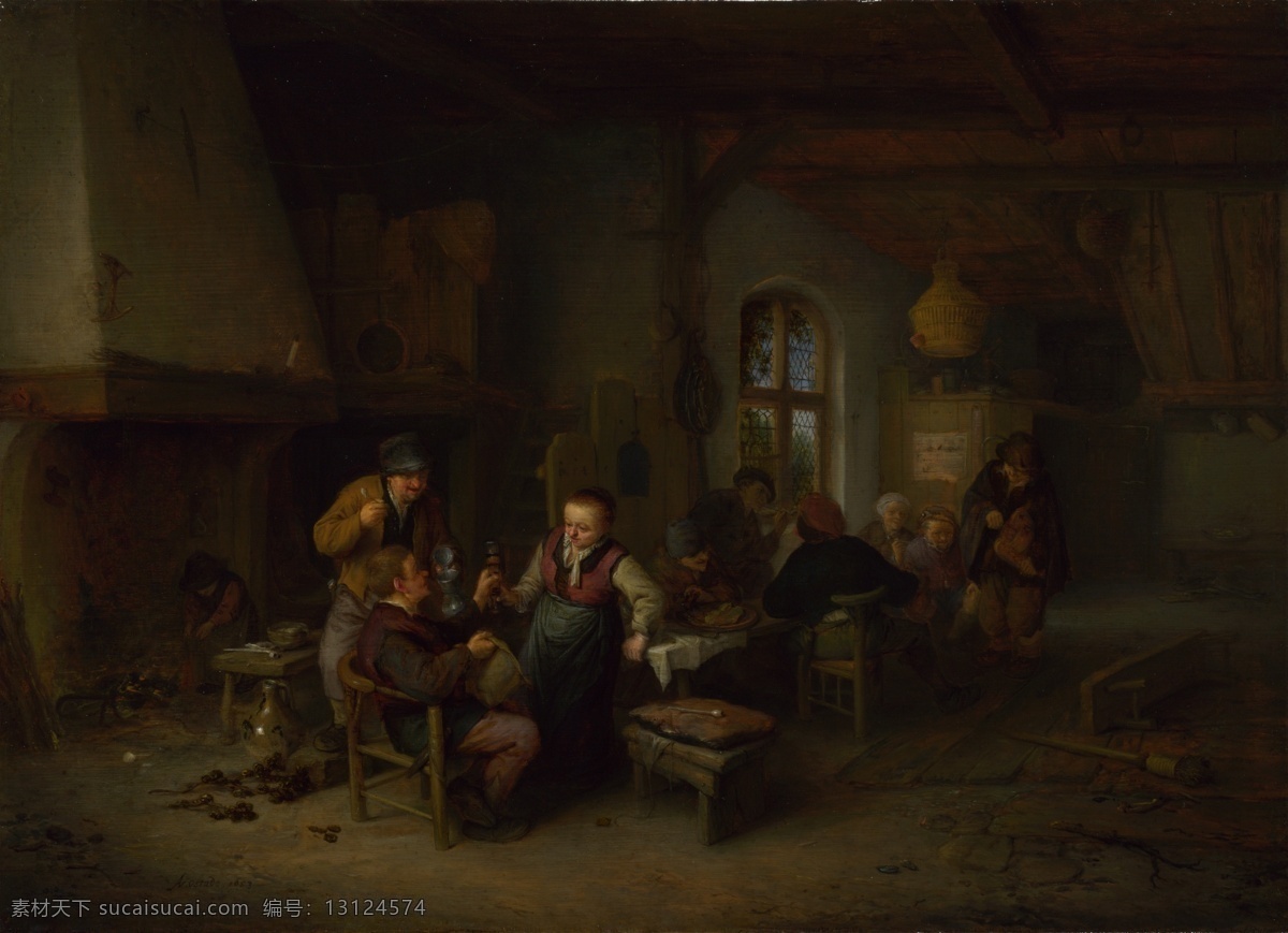 inn 高清 西方 古典 人物 宗教 神话 巴洛克艺术 油画 装饰画 of interior the ostade van adriaen 装饰素材