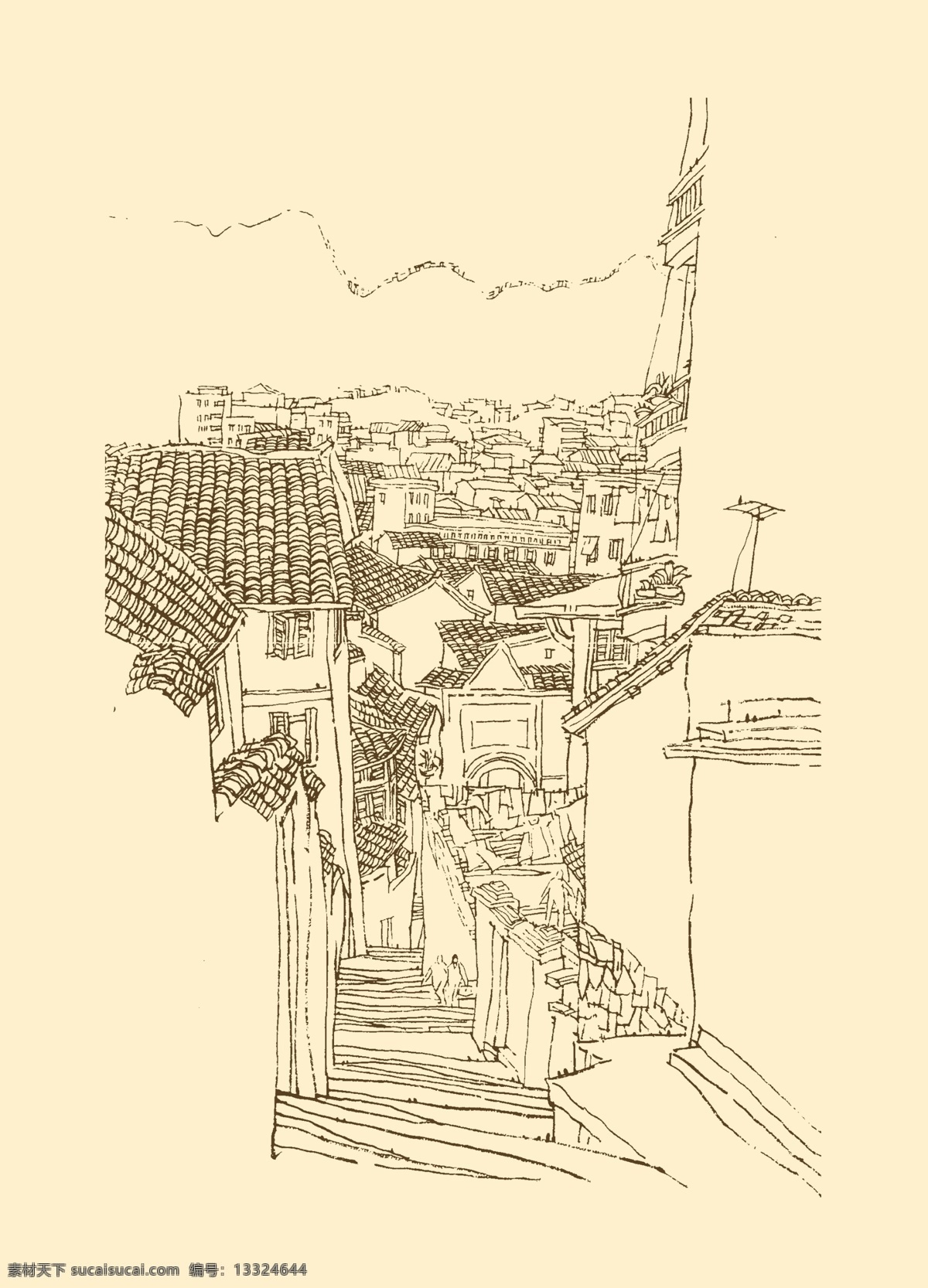 皖南古民居 白描 构图 建筑 古建筑 线描 勾勒 线条 民居 速写 钢笔画 徽派建筑 皖南 古 资料集 风景 分层 源文件