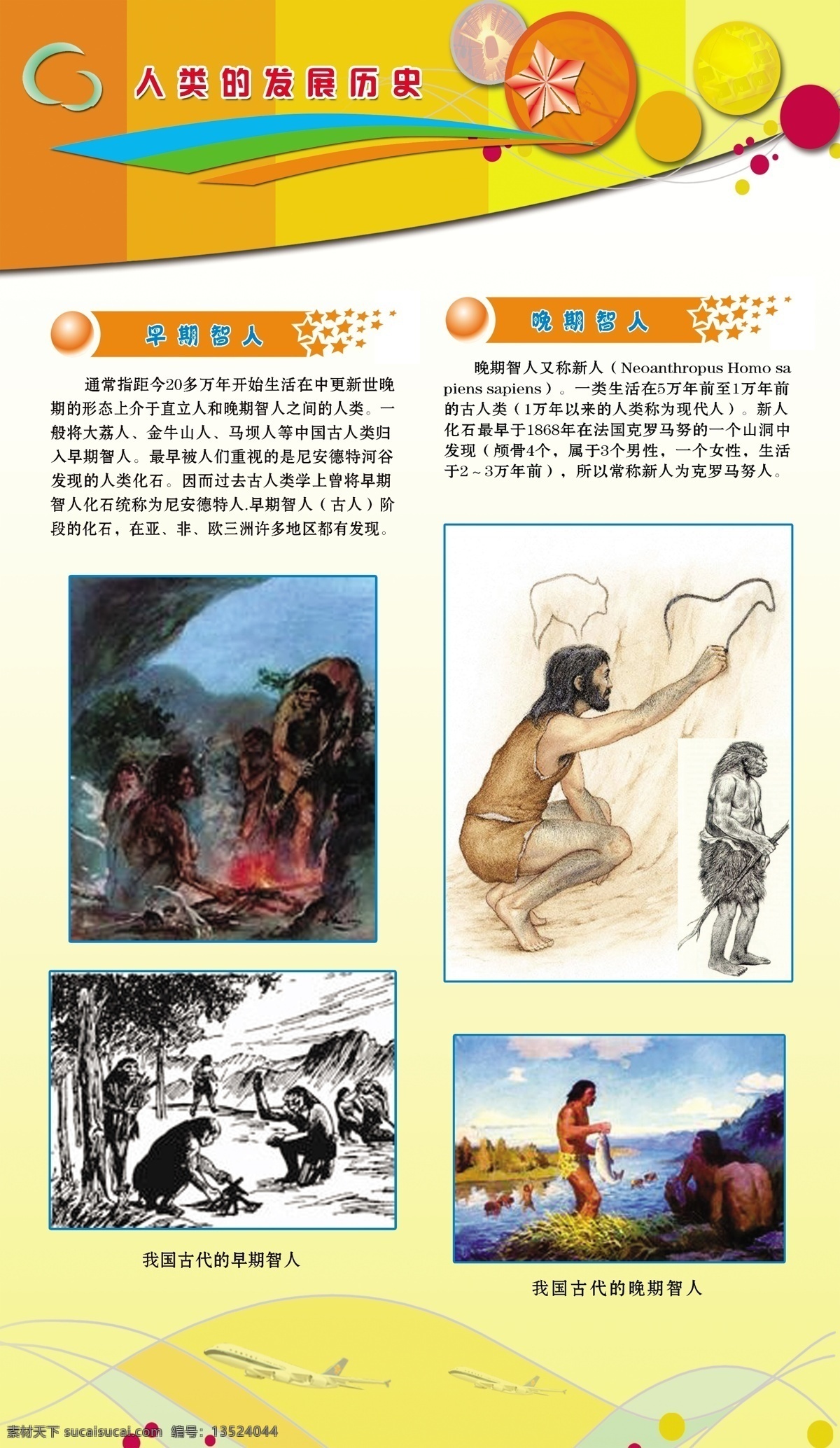 人类 发展历史 科技园 科技园资料 猿人 早期智人 晚期智人 校园文化 展板模板 广告设计模板 源文件