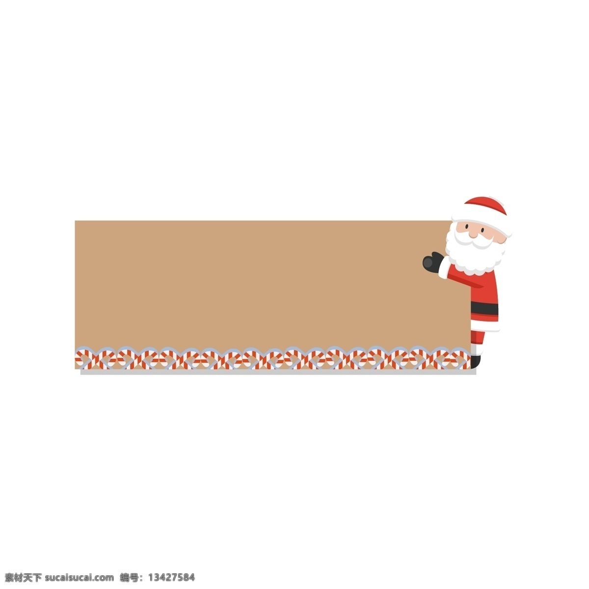 圣诞节 促销活动 标签 对话框 节日标签 卡通边框 扁平 简洁 戴帽子 圣诞老人 手绘