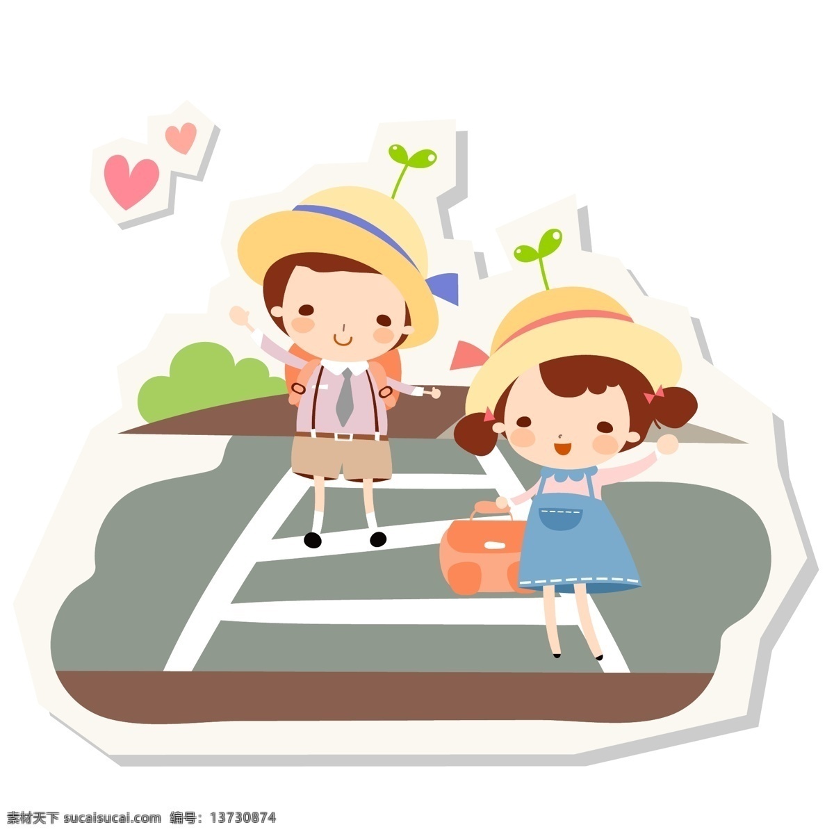 小朋友过马路 过马路 斑马线 小男孩 小女孩 插画 水彩 背景画 卡通 图画素材 童话世界 背景素材 卡通人物 儿童 儿童世界 卡通设计 幼儿卡通 矢量卡通插画 矢量素材 其他矢量 矢量