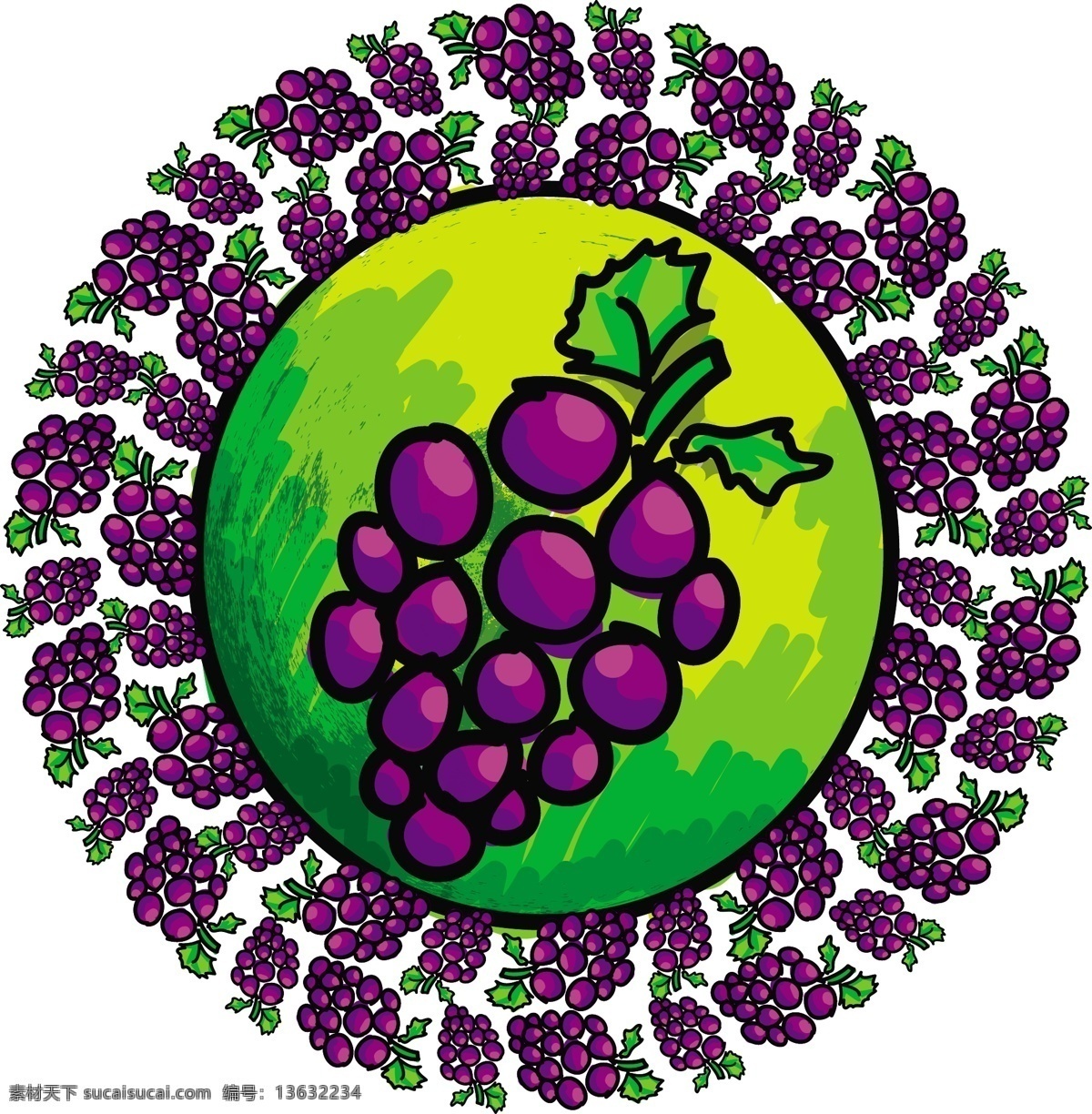 紫 葡萄 绿色 树叶 矢量 图像 其他矢量图