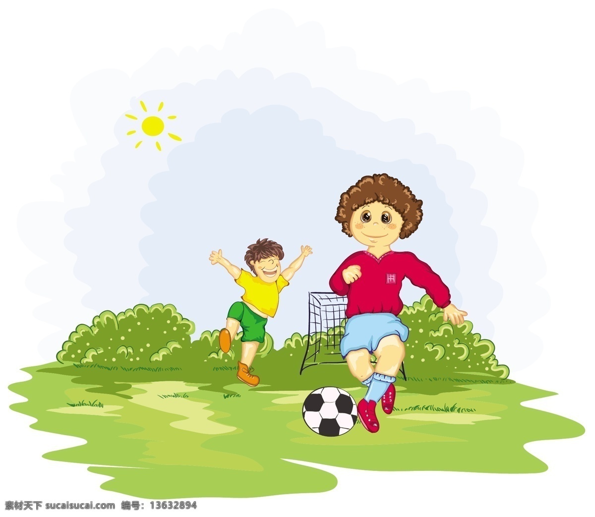 孩子 玩 足球 矢量 插画 矢量图 日常生活