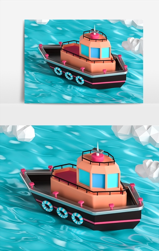 行驶 轮船 c4d 模型 电商 节日 行驶的轮船 3d设计 3d作品