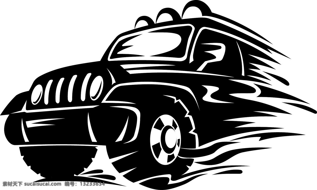 越野车 吉普车 手绘 汽车 四驱赛车 交通工具 现代科技 矢量