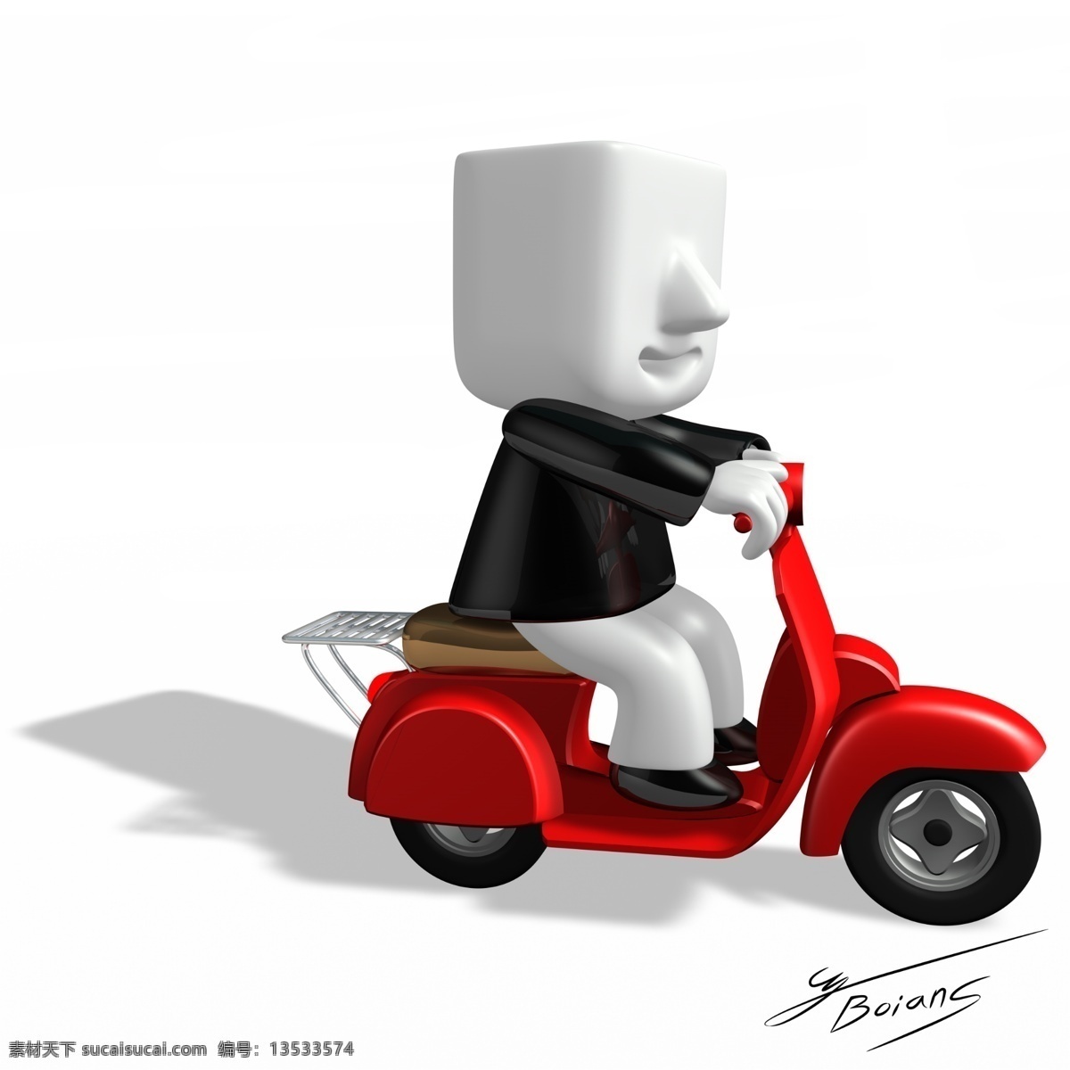 骑 红色 摩托车 3d 人物 3d人物 汽车 商务人物 psd源文件